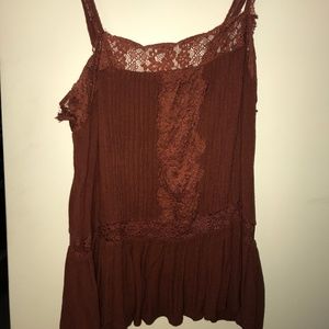 American Eagle Rusty Red Laced Blouse